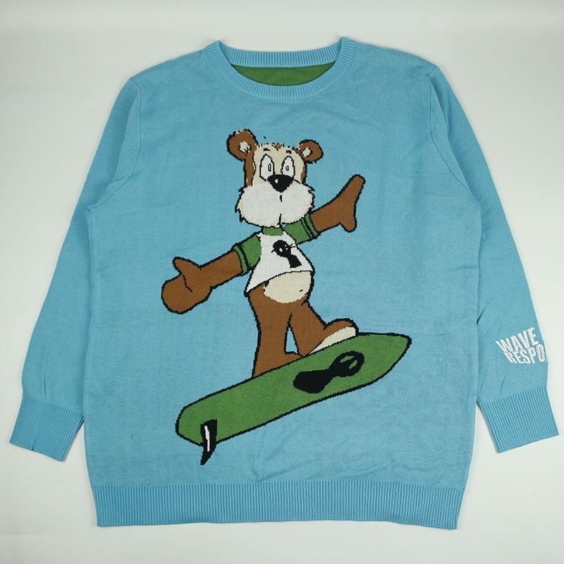 Free Sample New Arrival Winter Custom Jumpers Christmas Teddy Bear Jacquard Men'S Sweater Pullover