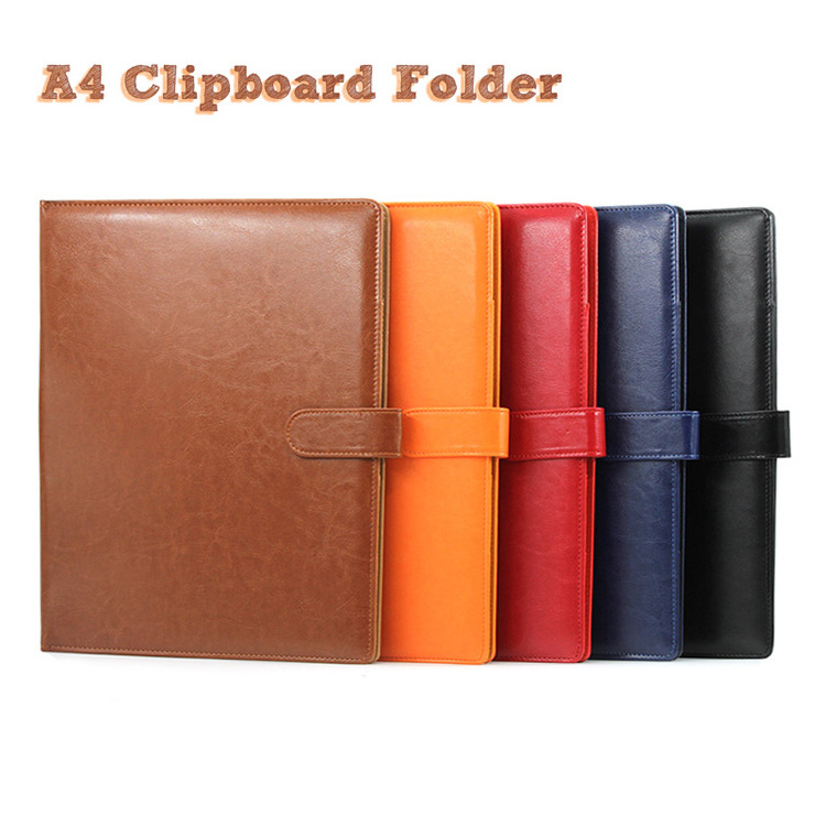 2019  additional compartment design A4 PU leather portfolio document file folder