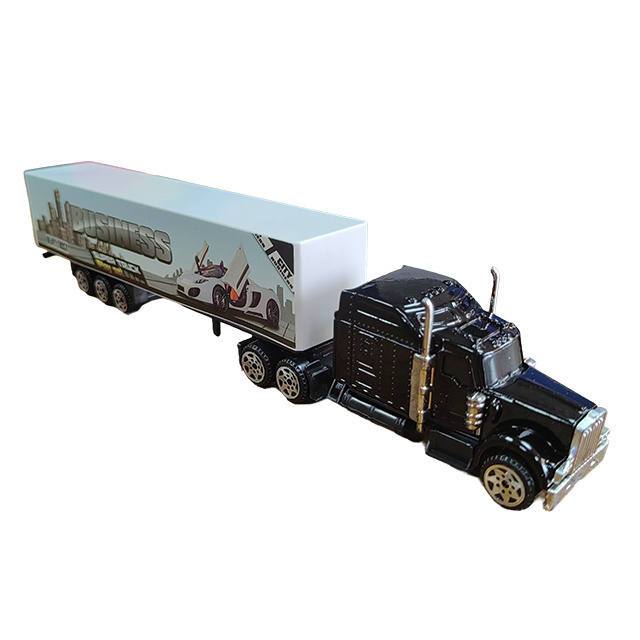 Customized Production 1/87 Diecast Truck Toy 18 Wheeler US cab design Labels on Plastic Trailer Changeable