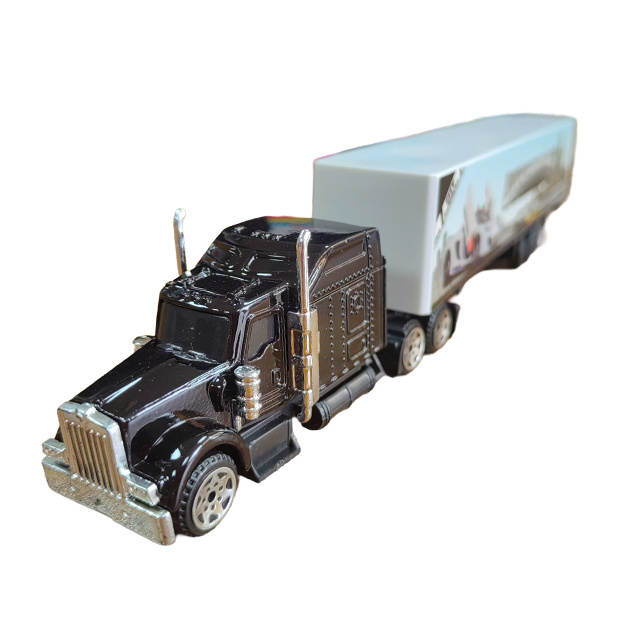 Customized Production 1/87 Diecast Truck Toy 18 Wheeler US cab design Labels on Plastic Trailer Changeable