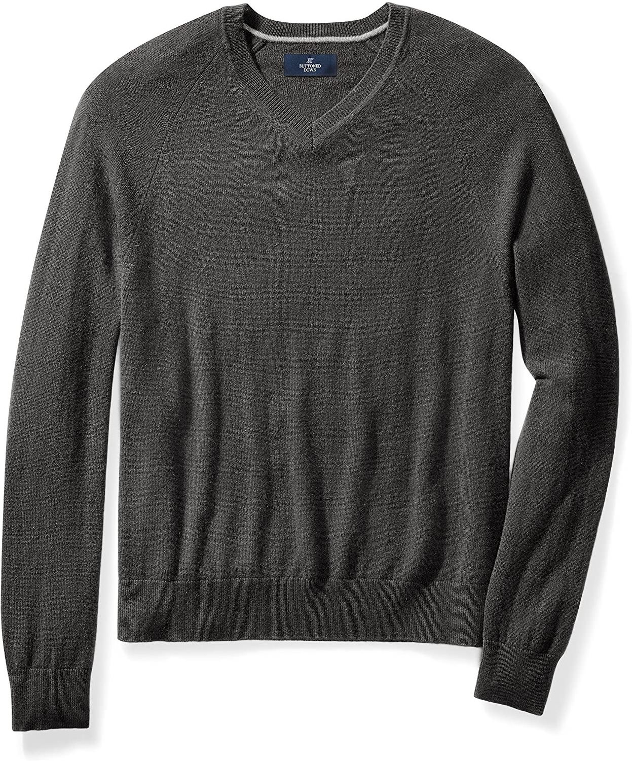 Custom  Men's V-neck Knitted Deep raglan sleeves cover stitch detail ribbed cuffs and hem Sweaters