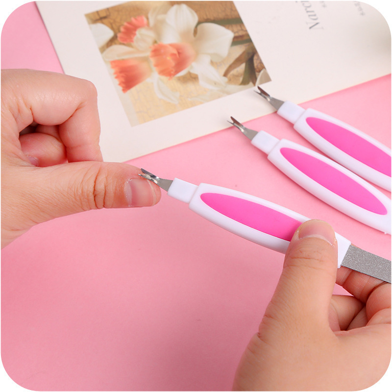 Professional Stainless Steel Nail File 3PCS Blister card Nail File Set With Cuticle Pusher Nail Tool Custom Packing