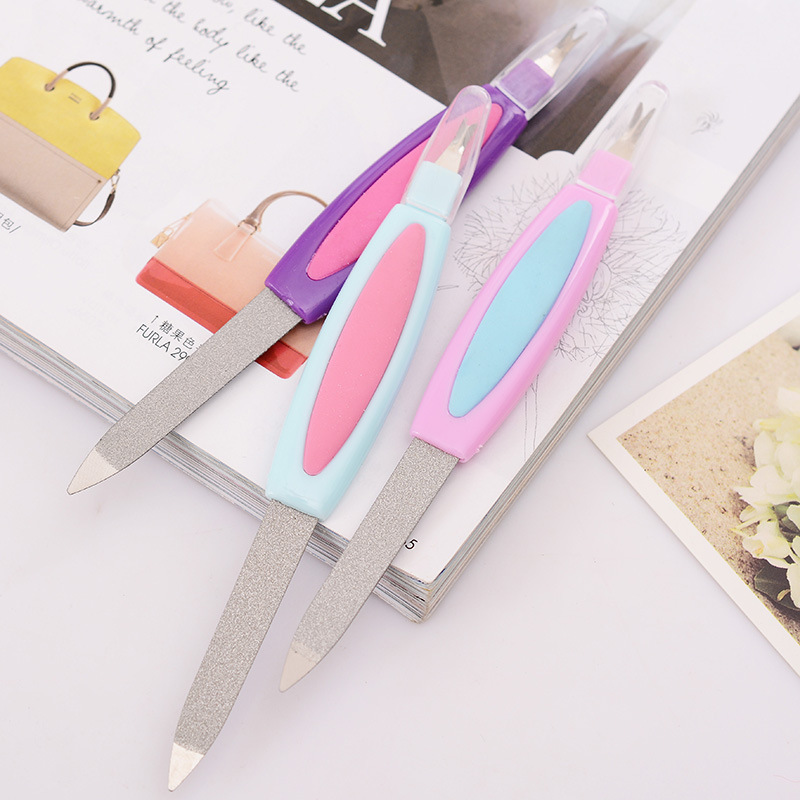 Professional Stainless Steel Nail File 3PCS Blister card Nail File Set With Cuticle Pusher Nail Tool Custom Packing