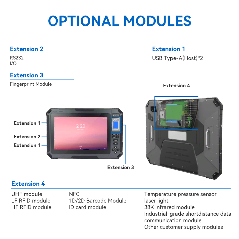 HUGEROCK T101(2021) Rugged Tablet 1000 Nits Wifi Gps Attendance Biometric Handheld Device Fingerprint Type Access Control CN;GUA