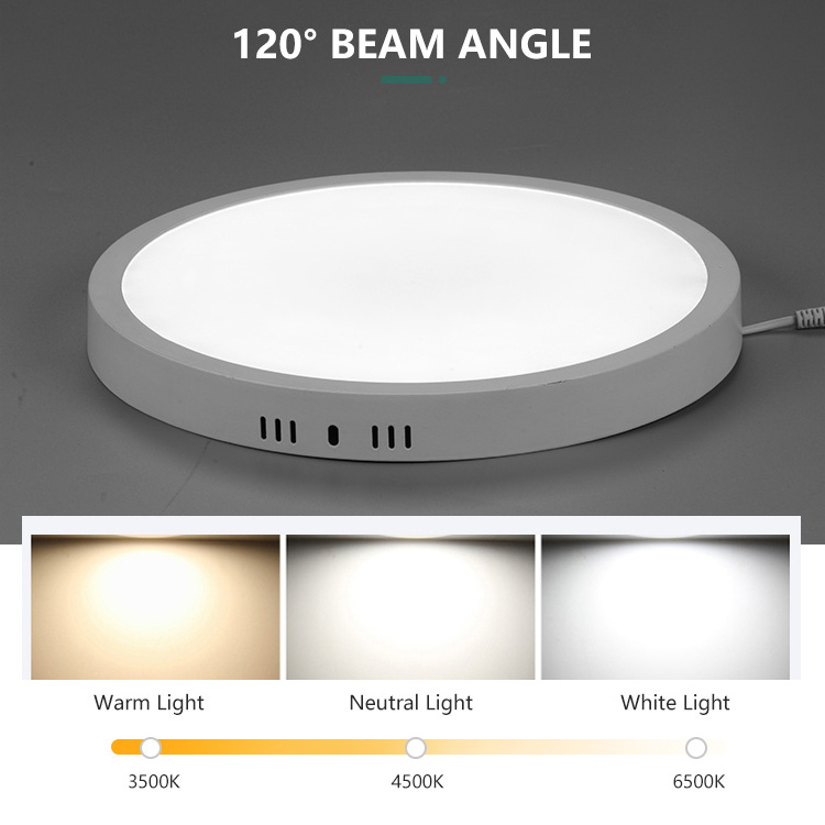 Hotel Home Office 6w 12w 18w 24w Aluminum SMD Surface Mounted Slim Square Round Ceiling Led Panel Light