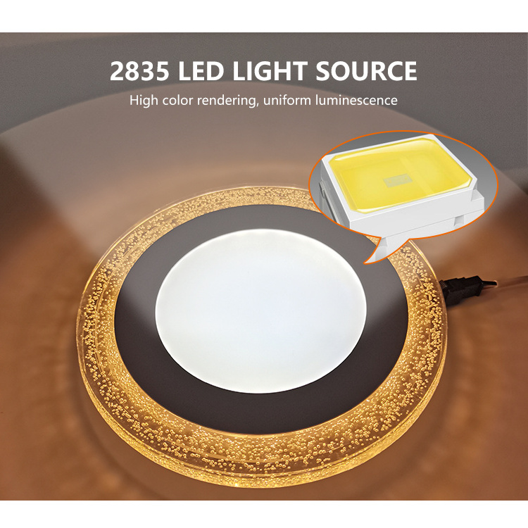 Commerical Indoor Lighting Double Color 3+3w 6+3w 12+4w 18+6w Smd Round RGB Slim Ceiling Led Panel Light