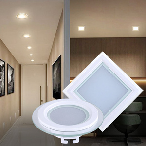 New Product 3 Color In One Square Round 6w 12w 18w 24w Ceiling Recessed Smd Glass Led Panel Light