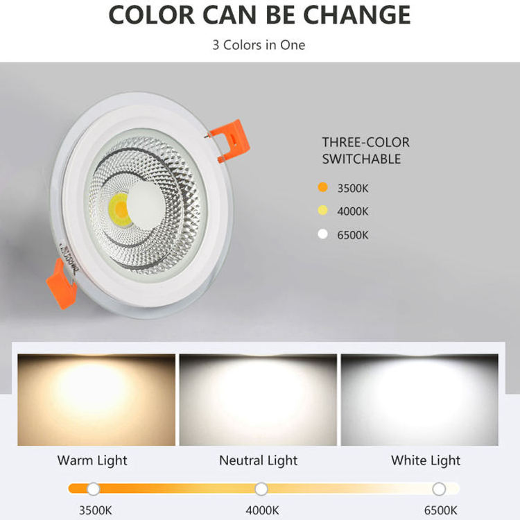 New Arrival Product Single Two Colors Optional Recessed Mounted Downlight 5w 7w 10w 15w 25w COB Led Glass Down Light