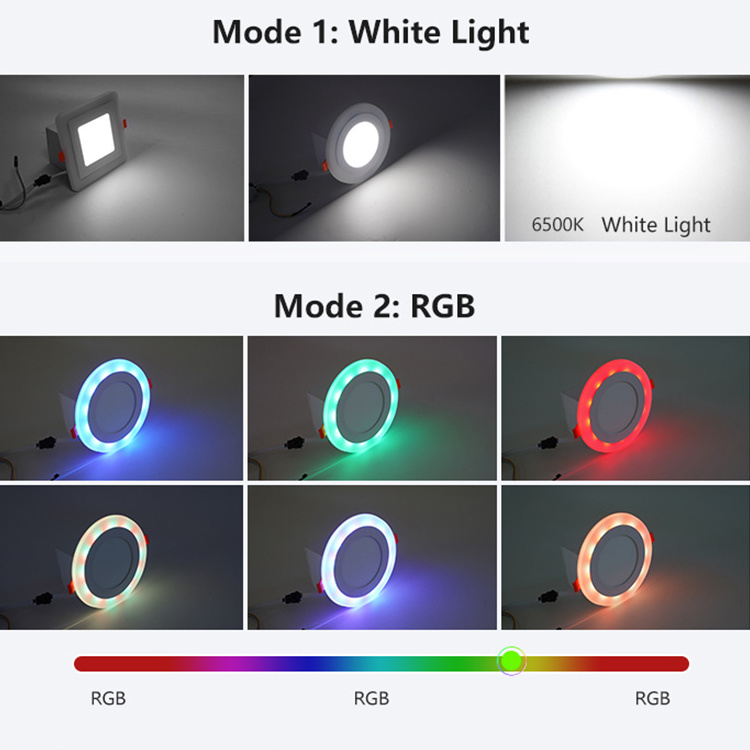 Enough Power Indoor Ceiling Lighting Recessed 3w 6w 12w 18w Square Round RGB Led Panel Light