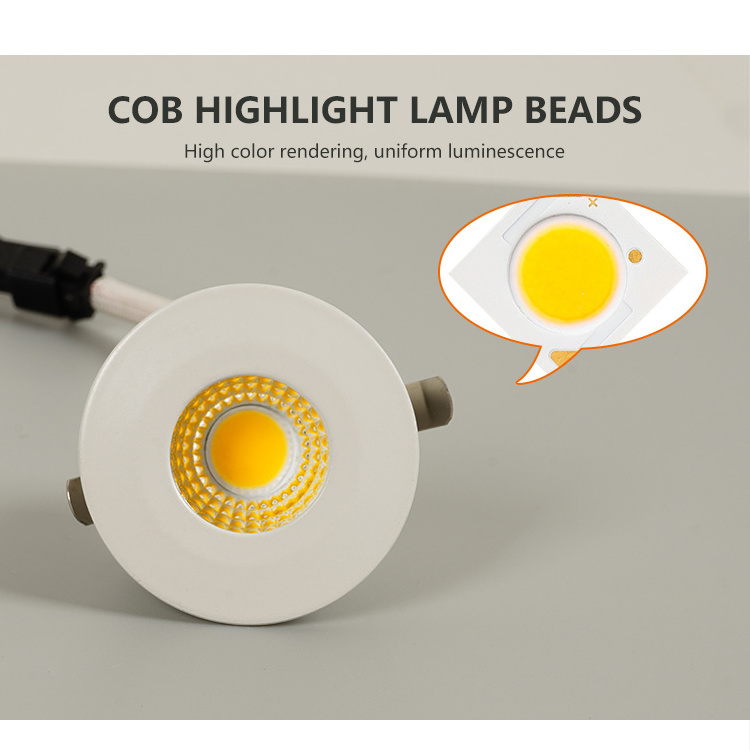 Super Brightness Indoor Lighting Recessed Mounted 3watt Round Aluminum PP COB Ceiling Led Spot Light