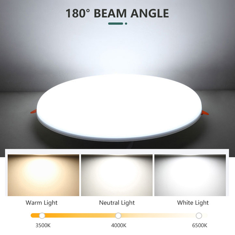 New Product Round Frameless Ceiling Panel Lamp 9w 18w 24w 36w Smd Adjustable Recessed Mounted Led Panel Light