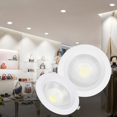 Home Office Indoor Ceiling Down Light Round 7w 10w 15w 20w 30w Recessed Embedded Mounted COB Led Downlight