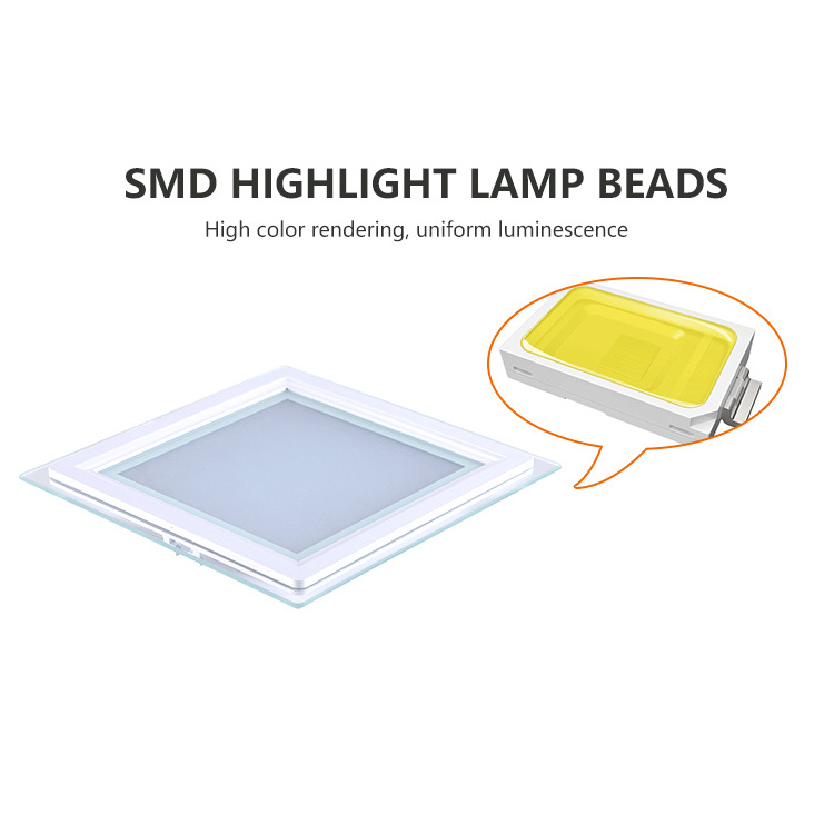 Energy Saving Lighting Aluminum Round Square 6 12 18 24 watt Recessed Mounted Glass Led Panel Light