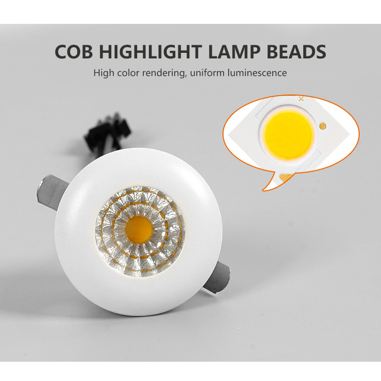 Modern Style Recessed Mounted Indoor Ceiling Home Aluminum PP 3watt COB Round Led Spotlight