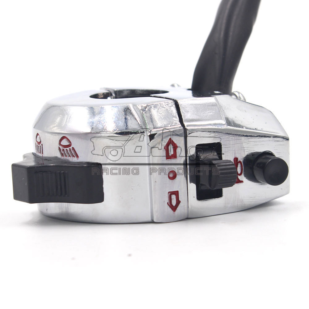 BJ-SW-002 Aftermarket Waterproof 12V Custom Universal Chrome Motorcycle Handlebar Switch