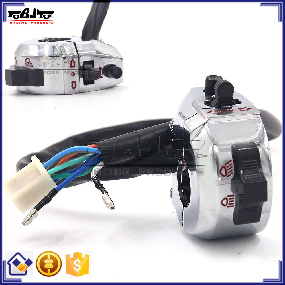 BJ-SW-002 Aftermarket Waterproof 12V Custom Universal Chrome Motorcycle Handlebar Switch