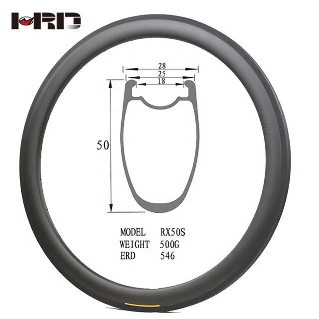 HRD-RX50S Customized width 25mm  depth 50mm Toray T700 carbon fiber 700C road / cyclocross  bicycle  clincher  rims 3K Matte