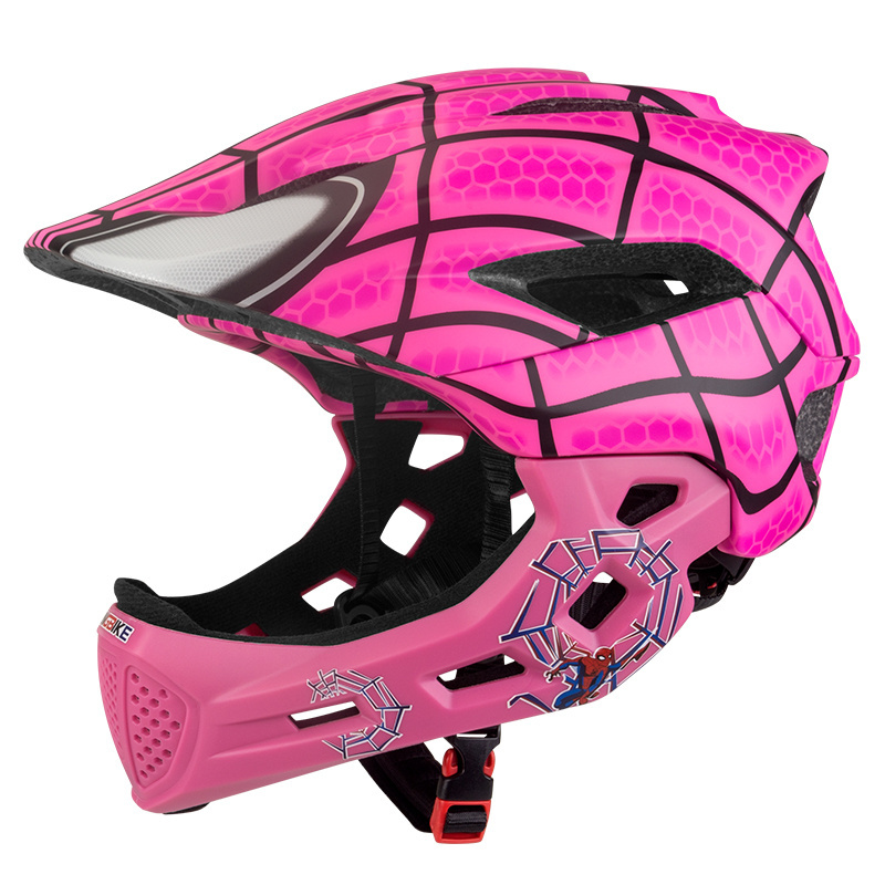 KINGBIKE New Anime Design Spiderman Children Full Face Helmet Children's Safety Mountain Helmet Children's Outdoor Sports Helmet