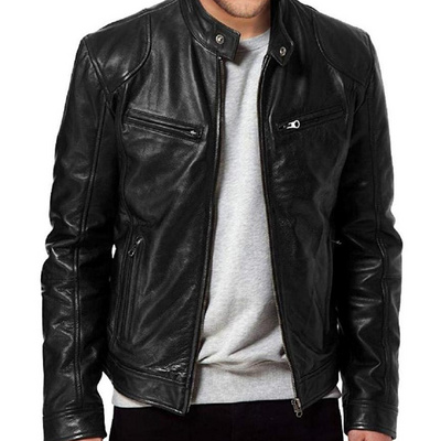 The Leather Factory Men's Sword Black Genuine Lambskin Leather Biker Jackets clothing manufacturers