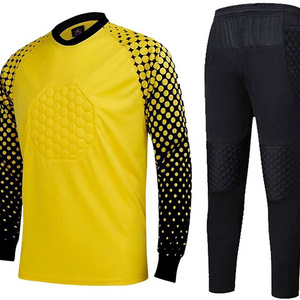 Men's Football Goalkeeper Foam Padded Jersey Shirt & Pants/Shorts Wholesale Men Soccer Uniform Goalkeeper Jersey Long