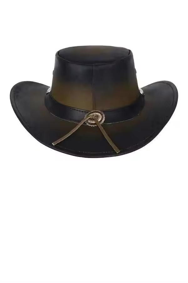 Real leather cowboy hats comfortable leather bush cowboy hat in 100% leather handmade light up cowboy hat for Fashion