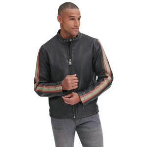 LEATHER VINTAGE RACER STRIPE SLEEVE MOTO LEATHER JACKETS Hot Sale Winter Warm Outdoor Jackets