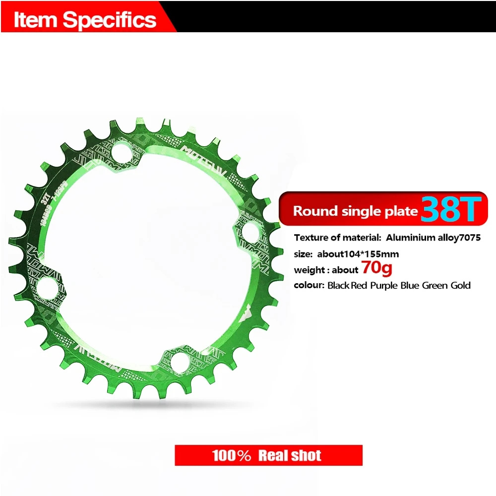 Bicycle Crank 104BCD Round Shape Narrow Wide 32T/34T/36T/38T MTB  Bicycle Chainwheel Bike Circle Crankset Single Plate