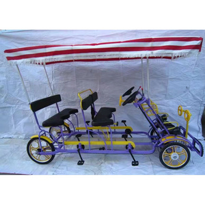 Newly Designed High Quality Surrey 4-person Sightseeing Bike 4 passenger bike with sunshade  bicycle