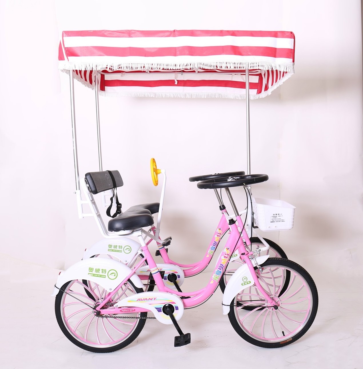 2021 New Design Style 2-person Surrey Bicycle 4-wheel Sightseeing Tandem Bicycle