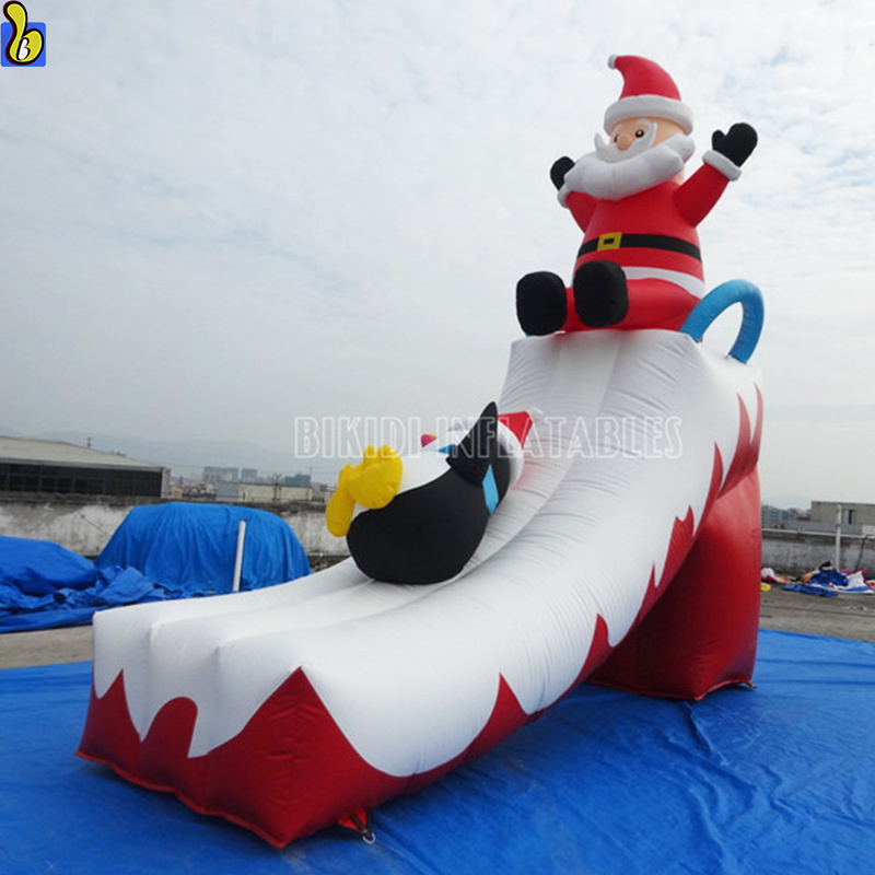 Holiday Xmas Decoration Christmas Inflatable Slide With Santa Clause, Snowman&Penguin