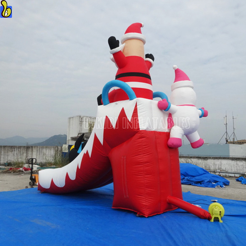 Holiday Xmas Decoration Christmas Inflatable Slide With Santa Clause, Snowman&Penguin