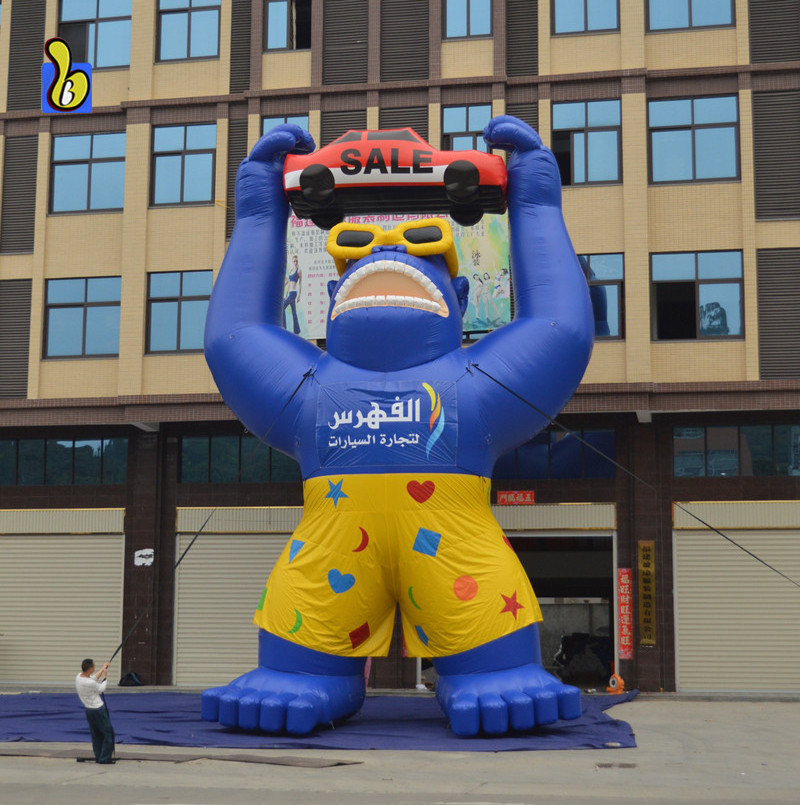 12m High Giant Durable PVC Tarpaulin Inflatable Gorilla Advertising Balloon for Grand Opening