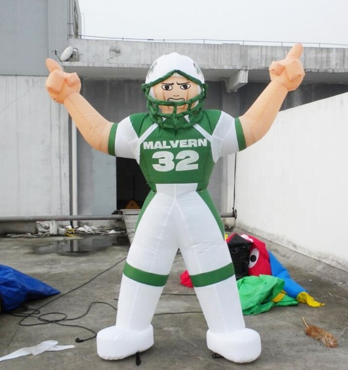 Cartoon inflatable football player with football for sale H3047