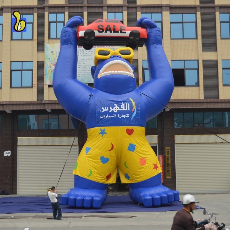 12m High Giant Durable PVC Tarpaulin Inflatable Gorilla Advertising Balloon for Grand Opening