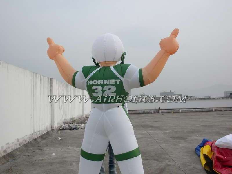 Cartoon inflatable football player with football for sale H3047