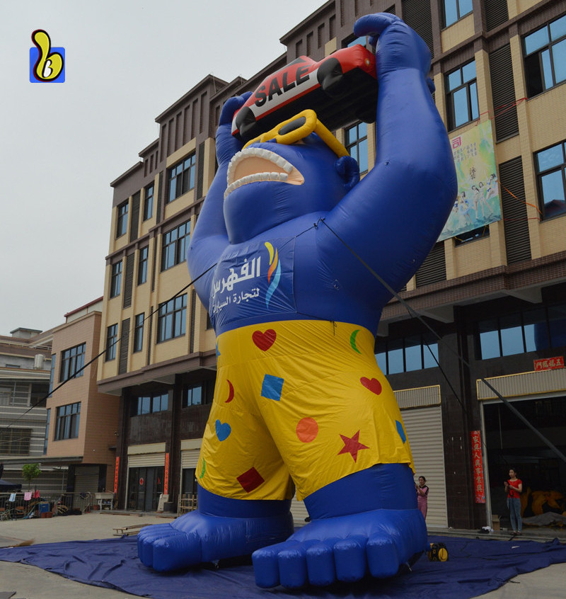 12m High Giant Durable PVC Tarpaulin Inflatable Gorilla Advertising Balloon for Grand Opening