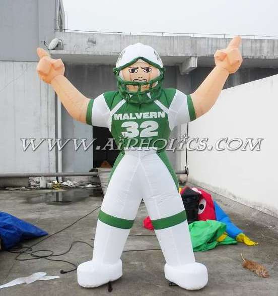 Cartoon inflatable football player with football for sale H3047