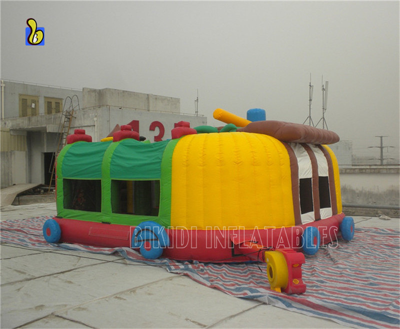 Popular Train Inflatable Obstacle Course Inflatable Train Jumping Castle