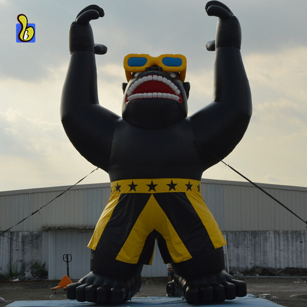 Giant Advertising Inflatable Gorilla Model with Glasses and Shorts