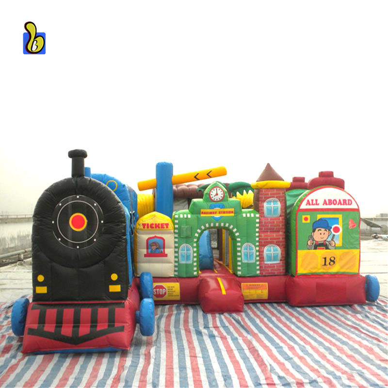 Popular Train Inflatable Obstacle Course Inflatable Train Jumping Castle