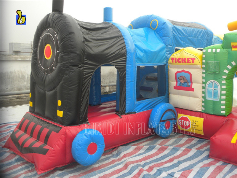 Popular Train Inflatable Obstacle Course Inflatable Train Jumping Castle