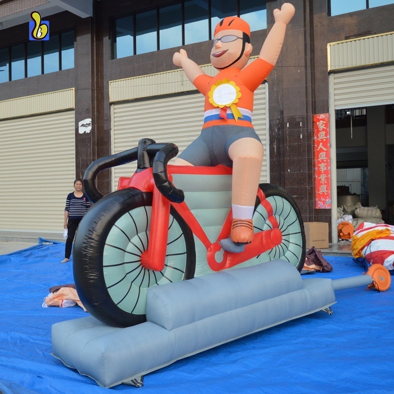 Latest Inflatable Cyclist Cartoon, Inflatable Bicycle Balloon with Man to Netherlands