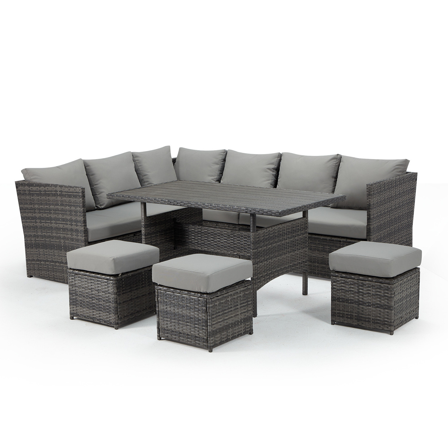 Stock garden furniture set 6pcs outdoor sectional sofa and fireplace table