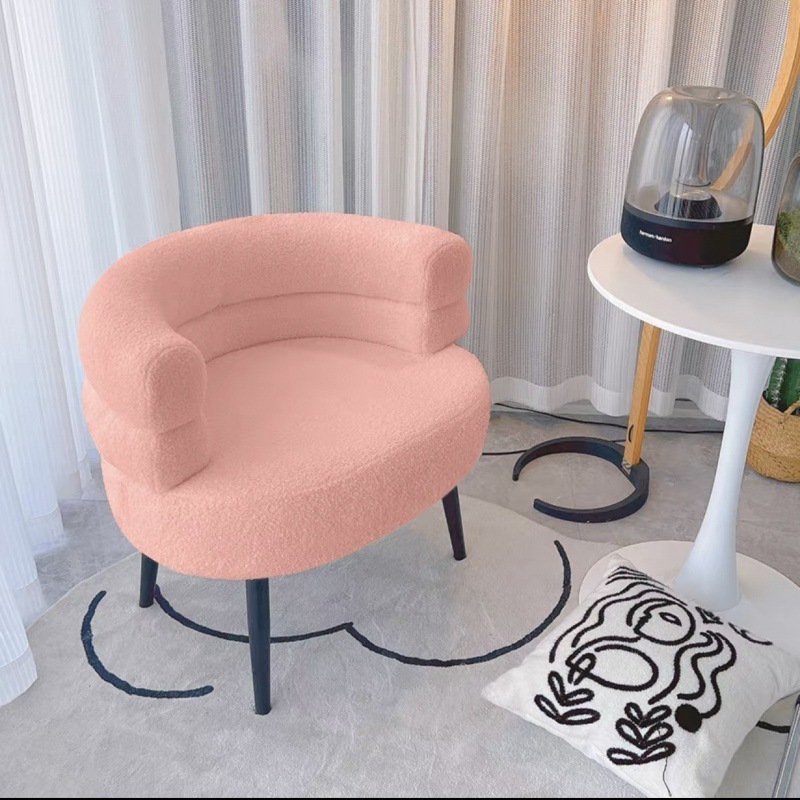 Modern Living Room Furniture Cozy Office Armchair Fluffy Soft Woolen Metal Iron Frame Smooth Sherpa Accent Leisure Chair