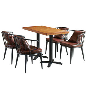 Modern Furniture Dining Table Sets Metal Leather Recliner Restaurant Dining Chairs 4 Pieces Chairs And 1 Dining Table