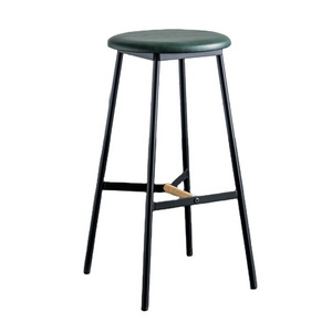 Bar Furnitures luxury Metal Legs Modern Oak Veneer Wood Round seat restaurant Bar Stool chair