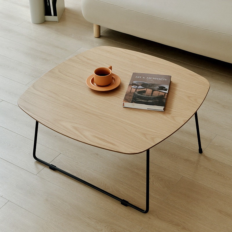 Iron Art Metal Base Wooden Top Foldable Round /Square Coffee Table for Living Room Furniture Sale Modern Style Wooden Tea Table