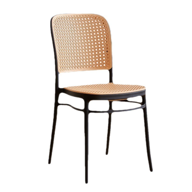 Nordic Plastic Rattan Style Stool Barstool Colorful Chair and table with metal legs for Hotel Kitchen