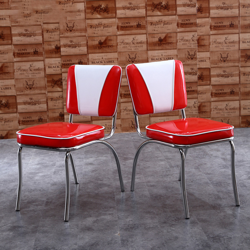 American Fast Food Restaurant Furniture Single Double Sides Coffee Red White Leather Chair Booth Seat