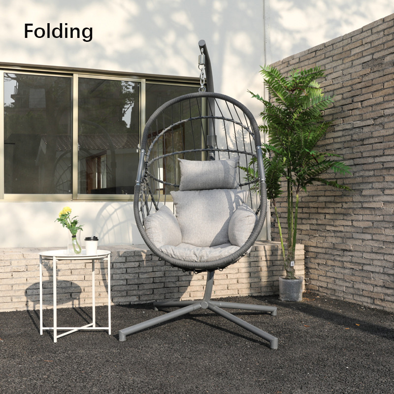 outdoor balcony flat pack Hammock Swing basket foldable PE Rattan Hanging Chair